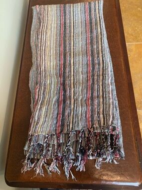 Striped Multicolor Fringe Scarf - Women Accessories